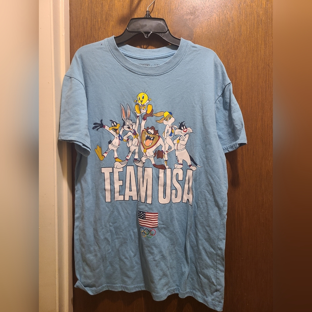 Looney Tunes x Team USA: 2024 Olympic Blue T Shirt Adult Size M, Pre-owned